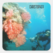 Sticker Carré Plongée sous-marine Personnalisée (Devant)