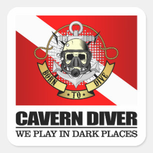 Sticker Carré Plongeur de caverne (BDT)