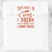 Sticker Carré Plongeur Scuba I Plongée Je Bois Je Connais Des Ch (Sac)