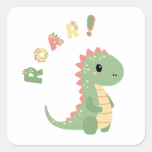 Sticker Carré Plongez dans le plaisir avec une fête Dino-Mite !