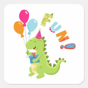 Sticker Carré Plongez dans le plaisir avec une fête Dino-Mite !