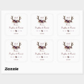 Sticker Carré Plum Purple Floral Antlers Mariage (Feuille)
