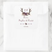 Sticker Carré Plum Purple Floral Antlers Mariage (Sac)