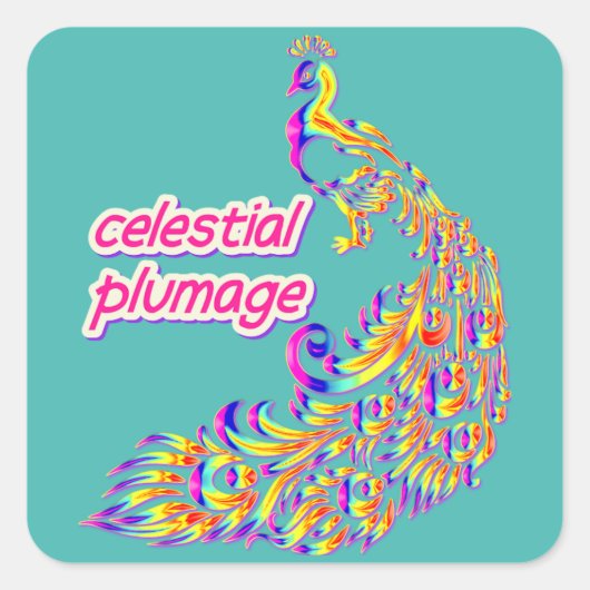 Sticker Carré plumage céleste (Devant)