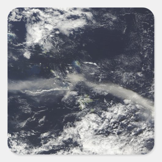 Sticker Carré Plume de cendres de Soufriere Hills, Montserrat (Devant)