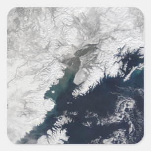 Sticker Carré Plume de cendres du mont Redoute, Alaska