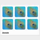 Sticker Carré Plume de queue de paon (Feuille)