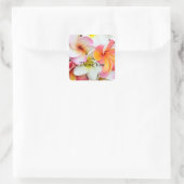 Sticker Carré Plumeria Fleur Coloré Pétales Merci (Sac)
