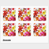 Sticker Carré Plumeria Frangipani Hawaii Fleur Customisée (Feuille)