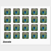Sticker Carré Plumes de paon (Feuille)