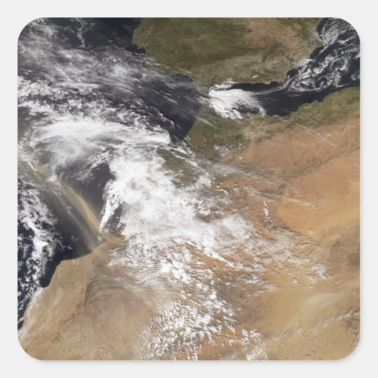 Sticker Carré Plumes de poussière au large des côtes marocaines (Devant)