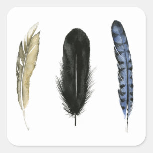 Sticker Carré Plumes douces I