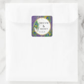 Sticker Carré Plumes violettes Peacock avec Parties scintillant  (Sac)
