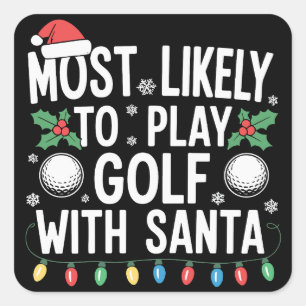 Sticker Carré Plus susceptible de jouer au golf avec le Père Noë