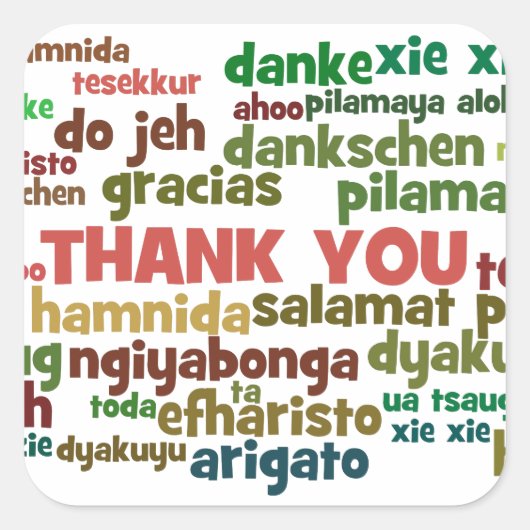 Sticker Carré Plusieurs façons de dire le Merci dans de nombreus (Devant)