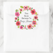 Sticker Carré Plutôt Roses Feuilles Florales Plaque de la couron (Sac)