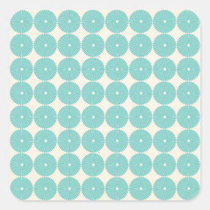 Sticker Carré Plutôt Turquoise Aqua Turquoise Blue Circles Disqu