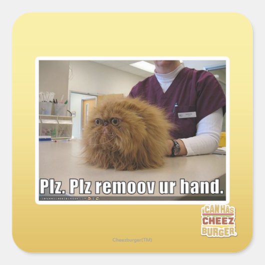 Sticker Carré Plz remoov votre main (Devant)