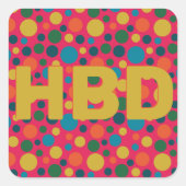 Sticker Carré Poche d'anniversaire brillant point HBD (Devant)