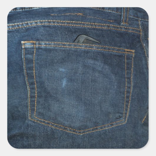 Sticker Carré Poche Denim Jeans bleu (Devant)