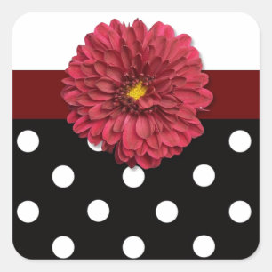 Sticker Carré Poche rouge floral noir blanc poitrine