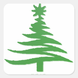 Sticker Carré Pochoir d'arbre de Noël vert