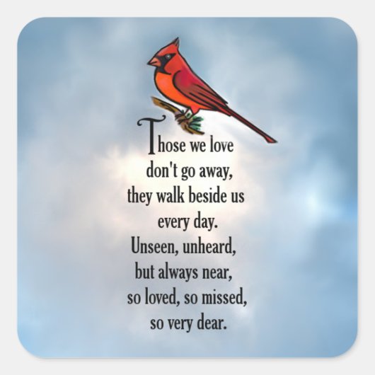 Sticker Carré Poème cardinal "So Loved" (Devant)