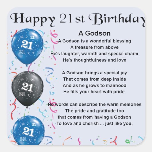 Sticker Carré Poème de Godson - 21ème anniversaire (Devant)