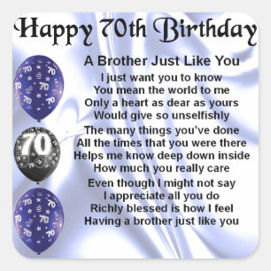 Sticker Carré Poème Frère 70e anniversaire