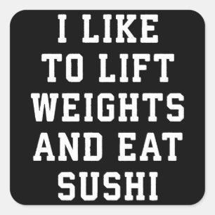Sticker Carré Poids de levage et de manger du sushi - Carbes amu