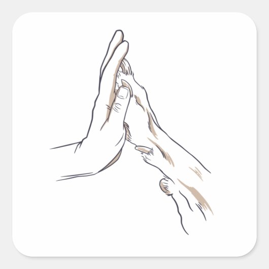 Sticker Carré Poignée et mâchoire de chien (Devant)