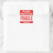 Sticker Carré Poignée fragile avec avertissement de soins (Sac)
