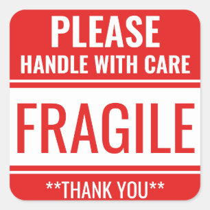 Sticker Carré Poignée Fragile Personnalisée Avec Attention