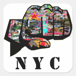 Sticker Carré Poing de graffiti personnalisé
