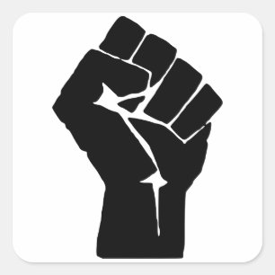 Sticker Carré Poing Noir Levé - Résistance Protestation