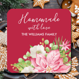 Sticker Carré Poinsettia Alimentation maison Traite de Noël