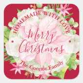 Sticker Carré Poinsettia Alimentation maison Traite de Noël (Devant)