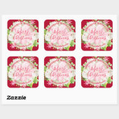 Sticker Carré Poinsettia Alimentation maison Traite de Noël (Feuille)