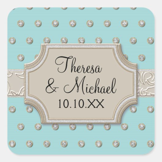 Sticker Carré Pointes de bijoux Art Déco Champagne Frame Argent (Devant)