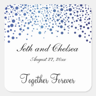 Sticker Carré Points Bleus Sapphire du jour du mariage   Personn