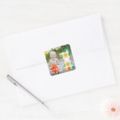 Sticker Carré Points de couleur moderne flou 1er anniversaire Ph (Enveloppe)