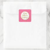Sticker Carré Points d'or rose blanc 18e anniversaire (Sac)