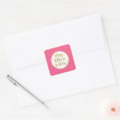 Sticker Carré Points d'or rose blanc 18e anniversaire (Enveloppe)