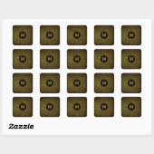 Sticker Carré Points dorés modernes monogrammes noirs (Feuille)