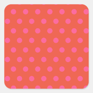Sticker Carré Points Modernes Rose et Orange Rouge