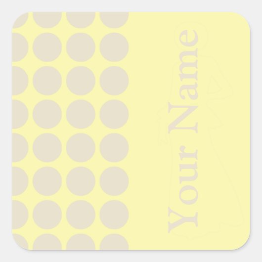 Sticker Carré Points neutres de crème avec texte de nom (Devant)