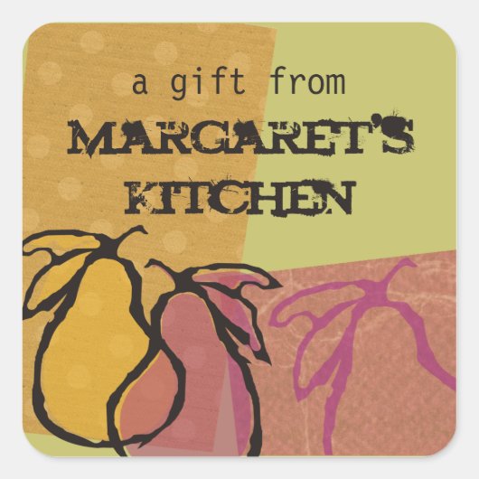 Sticker Carré Poires de fruits d'art cuisine cuisson nourriture  (Devant)