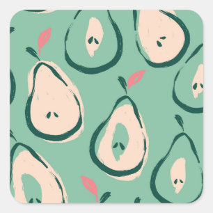 Sticker Carré Poires d'été : motif de fruits frais.