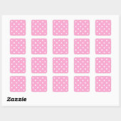 Sticker Carré Pois blancs avec Arrière - plan rose (Feuille)