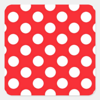 Sticker Carré Pois blancs sur Arrière - plan rouge